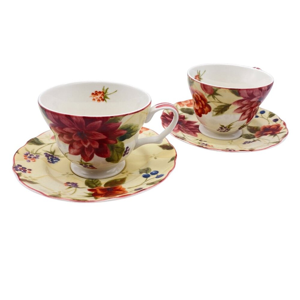 Noble Excellence Splendor Breakfast tea cup and saucer Country chic chintz set o